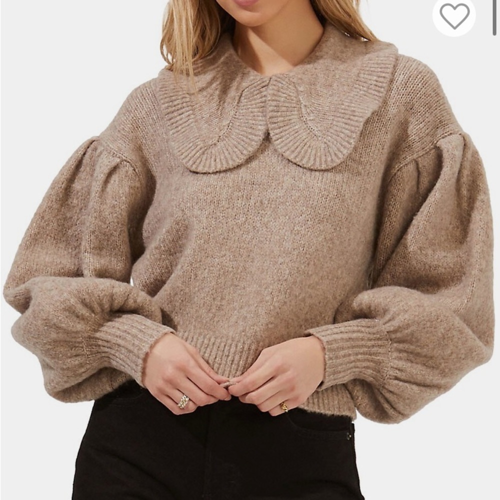 ASTR THE LABEL Sweater ANTHROPOLOGIE Dashwood Peter Pan Collar Balloon Sleeves S